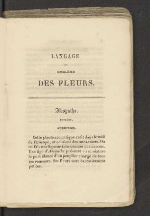 Langage et embleme des fleurs. Absynthe.