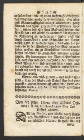 Von der edlen Diaeta oder Lebens Ordnung : so bey der Trinck- und Bad Cur fleissigst zuhalten