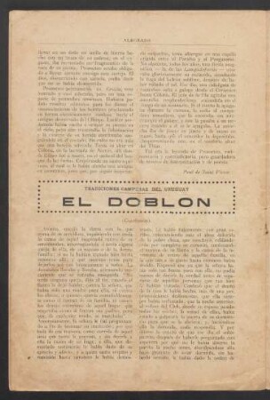El doblón : Tradiciones camperas del Uruguay