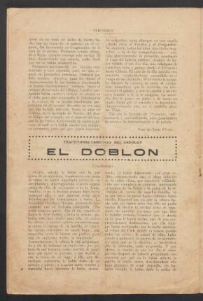 El doblón : Tradiciones camperas del Uruguay