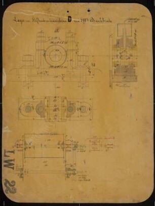 Technische Zeichnung : Lager zur Stiftendreschmaschine D von 590 mm Dreschbreite