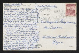 Brief von Josef Block an Margarete Hauptmann