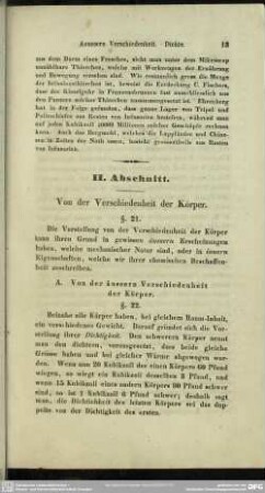 II. Abschnitt. Von der Verschiedenheit der Körper