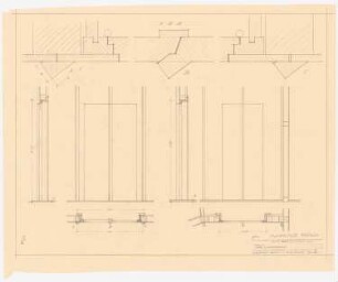 Haus des Rundfunks, Berlin-Charlottenburg: Großer Sendesaal, Ansicht und Schnitt Türen im Orchesterraum 1:10, 1:1