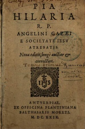 Pia Hilaria R. P. Angelini Gazaei E Societate Iesv Atrebatis