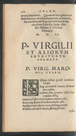 P. Virg. Maronis, Culex,