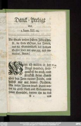 Danck-Predigt über 1. Sam. XII. 24.