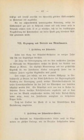 VII. Erzeugung und Vertrieb von Metallwaaren.
