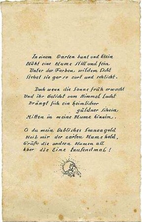 Gsaenger, Gustav; München; Gedichte und Glückwünsche - Gedicht über eine Blume