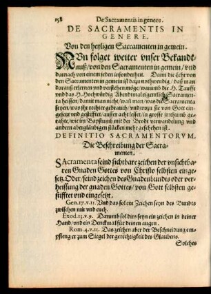 De Sacramentis In Genere. Von den heyligen Sacramenten in gemein.