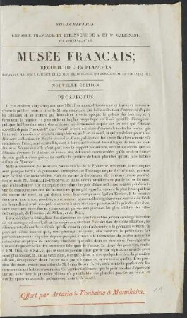 Musée Français; Recueil De 343 Plances D'Après Les Plus Beaux Tableaux Et Les Belles Statues Qui Existaient Au Louvre Avant 1815