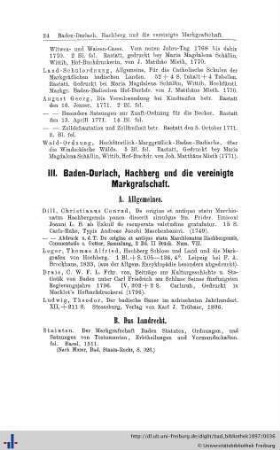 III. Baden-Dürlach, Hachberg und die vereinigte Markgrafschaft.