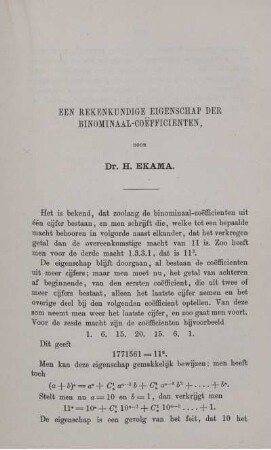 Een rekenkundige eigenschap der binominaal-coefficienten.