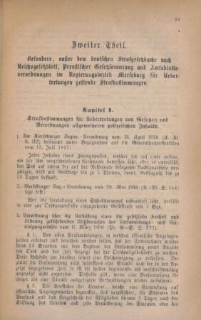 Kapitel I. Strafbestimmungen für Uebertretungen von Gesetzen und Verordnungen allgemeineren polizeilichen Inhalts