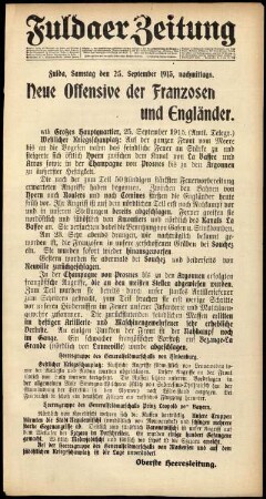 Ausgabe vom Samstag, den 25. September 1915.