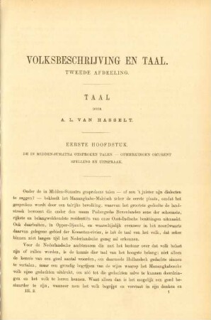 Eerste hoofdstuk. De in Midden-Sumatra gesproken talen. - Opmerkingen omtrent spelling en uitspraak