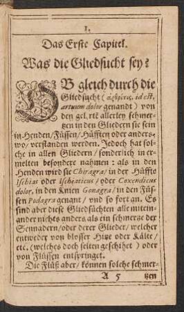 Das Erste Capitel. Was die Gliedsucht sey?