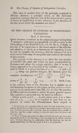 On the change of systems of independent variables.