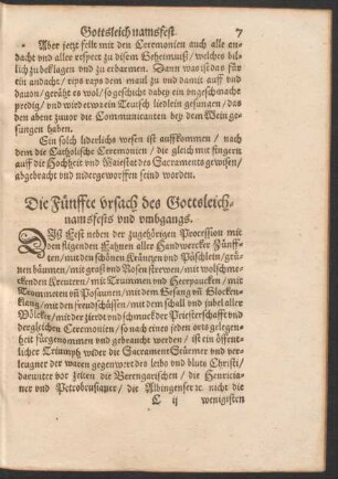 Die Fünffte ursach des Gottsleichnamfests und umbgangs.