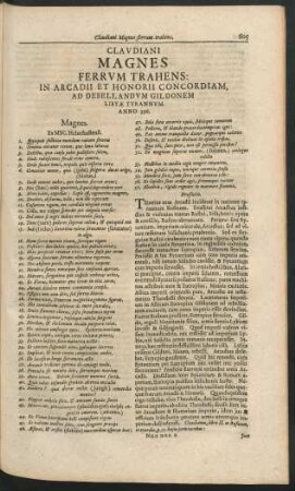 Claudiani Magnes Ferrum Trahens: In Arcadii Et Honorii Concordiam, Ad Debellandum Gildonem Libyae Tyrannum. Anno 396.