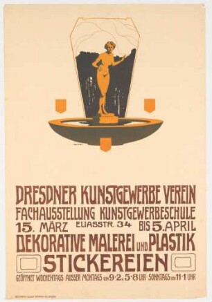 Plakat: Dresdner Kunstgewerbeverein - Fachausstellung Kunstgewerbeschule