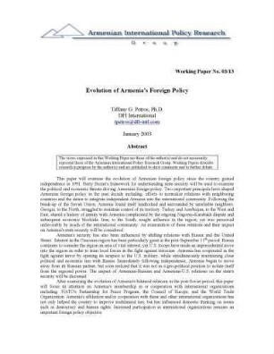 Evolution of Armenia's foreign policy