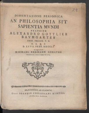 Dissertatione Periodica An Philosophia Sit Sapientia Mundi