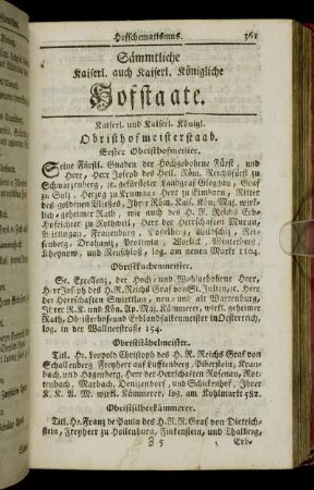 Sämmtliche Kaiserl. auch Kaiserl. Königliche Hofstaate.