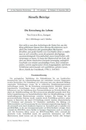 Die Entstehung des Lebens