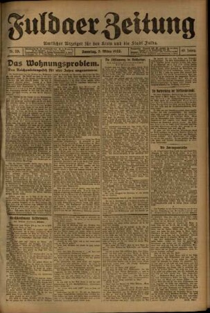Erste Ausgabe vom Sonntag, den 05. März 1922.