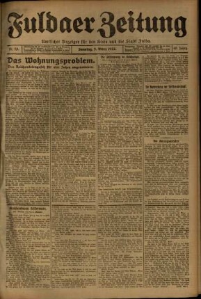 Erste Ausgabe vom Sonntag, den 05. März 1922.