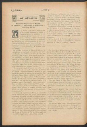 Los conciertos - Sociedad Argentina de Música de Cámara - Asociación Wagneriana - Concierto Rufino