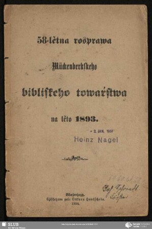58-lětna rosprawa Mückenberkskeho bibliskeho towaŕstwa na lěto 1893