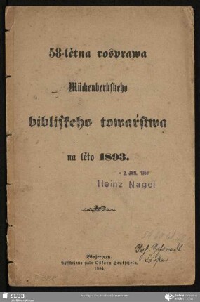 58-lětna rosprawa Mückenberkskeho bibliskeho towaŕstwa na lěto 1893