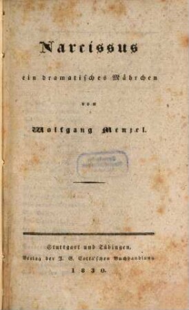 Narcissus : ein dramatisches Mährchen