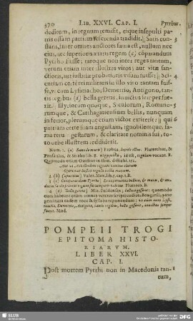 Pompeii Trogi Epitoma Historiarum, Liber XXVI.