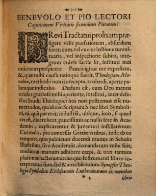 Praxis pietatis in cognitione veritatis sive synopsis theologiae moralis ...
