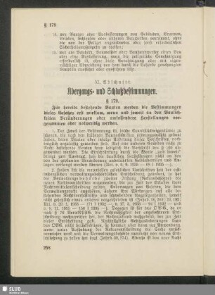 XI. Abschnitt. Übergangs- und Schlußbestimmungen
