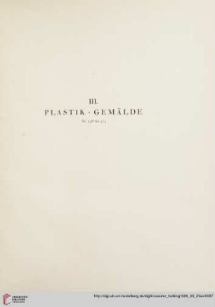 III. Plastik, Gemälde (Nr. 348-374)