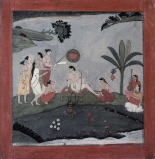 Indische Miniatur: Dame am See