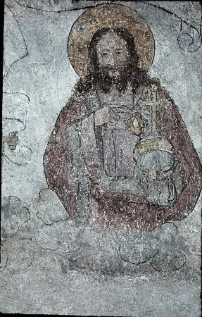 Christus als Salvator Mundi zwischen einem Propheten (?) und Paulus