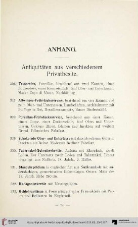 Anhang. Antiquitäten aus verschiedenem Privatbesitz (Nr. 326-375)