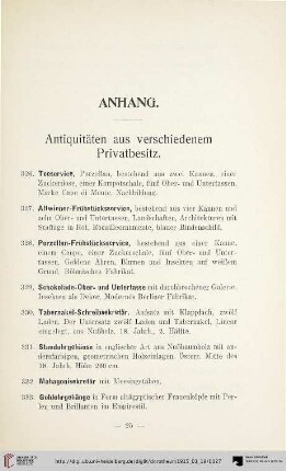 Anhang. Antiquitäten aus verschiedenem Privatbesitz (Nr. 326-375)