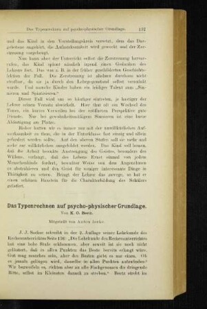 ¬Das¬ Typenrechnen auf psycho-physischer Grundlage