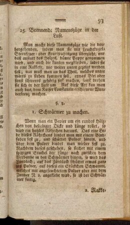 §. 3. I. Schwärmer zu machen. - 32. Waßerrrakketen die während dem Brande Schwärmer auswerfen.
