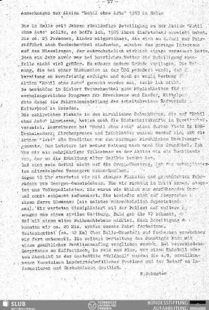 Anmerkungen zur Aktion "Mobil ohne Auto" 1989 in Halle