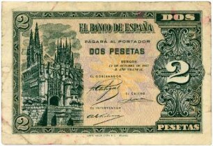 Geldschein, 2 Pesetas, 12.10.1937