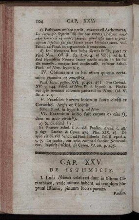 Cap. XXV. De Isthmicis – Cap. XXVI. De Tempore