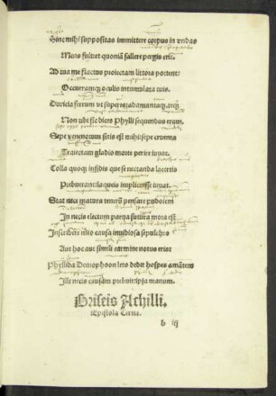 Briseis Achilli. Epistola Tertia.
