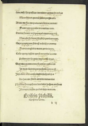 Briseis Achilli. Epistola Tertia.